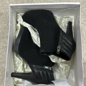 Black bootie, suede with leather on back